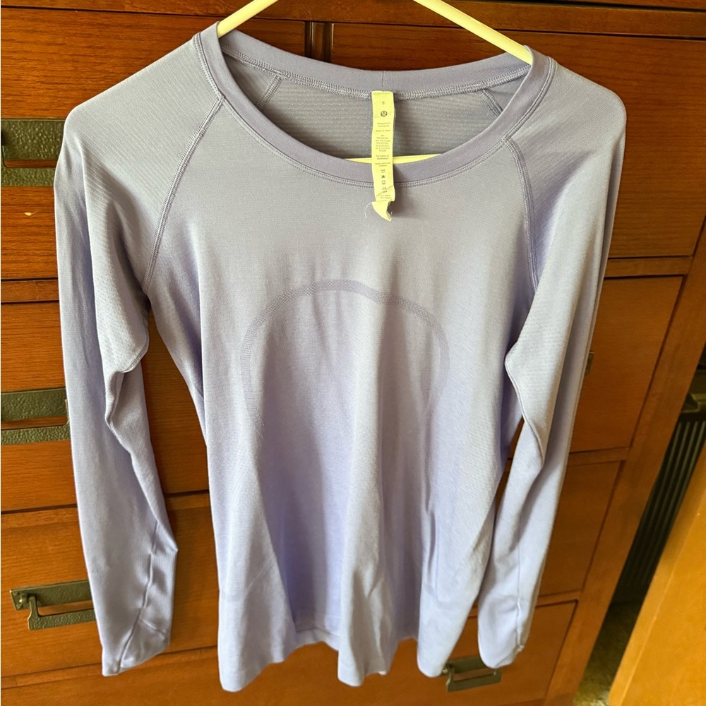 lululemon athletica Gray and Purple Raglan Long Sleeve Tee